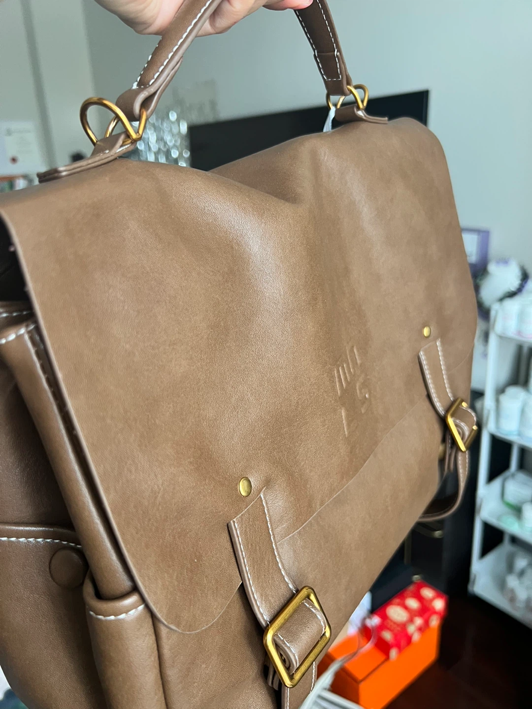 Brown Vegan Leather Satchel Bag - photo 2