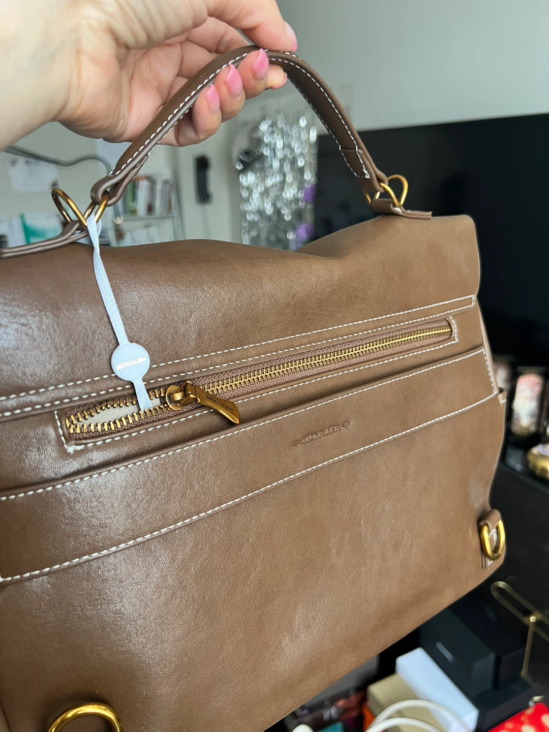 Brown Vegan Leather Satchel Bag - photo 4