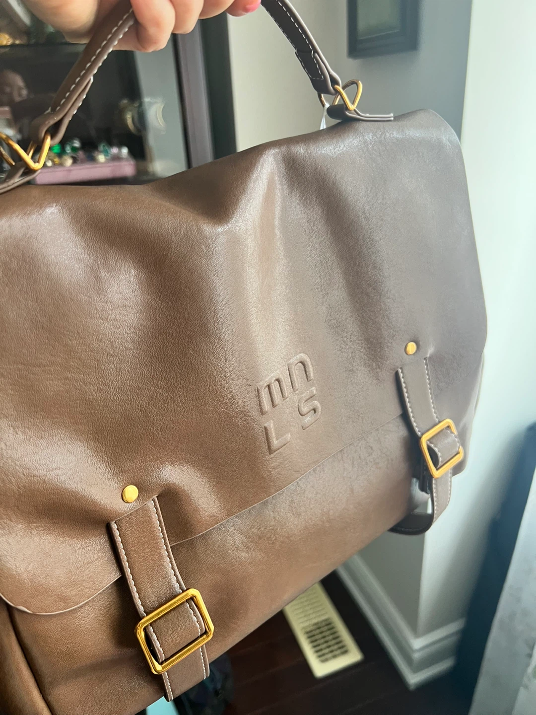 Brown Vegan Leather Satchel Bag