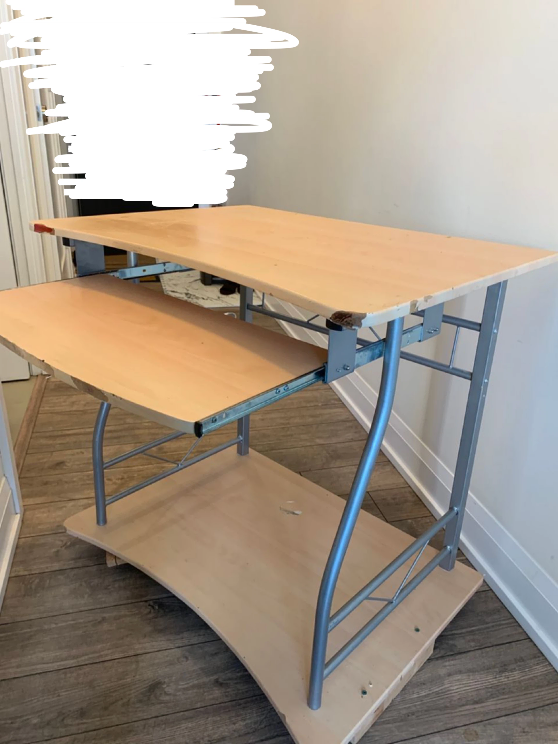 Light Wood Computer Desk with Keyboard Tray