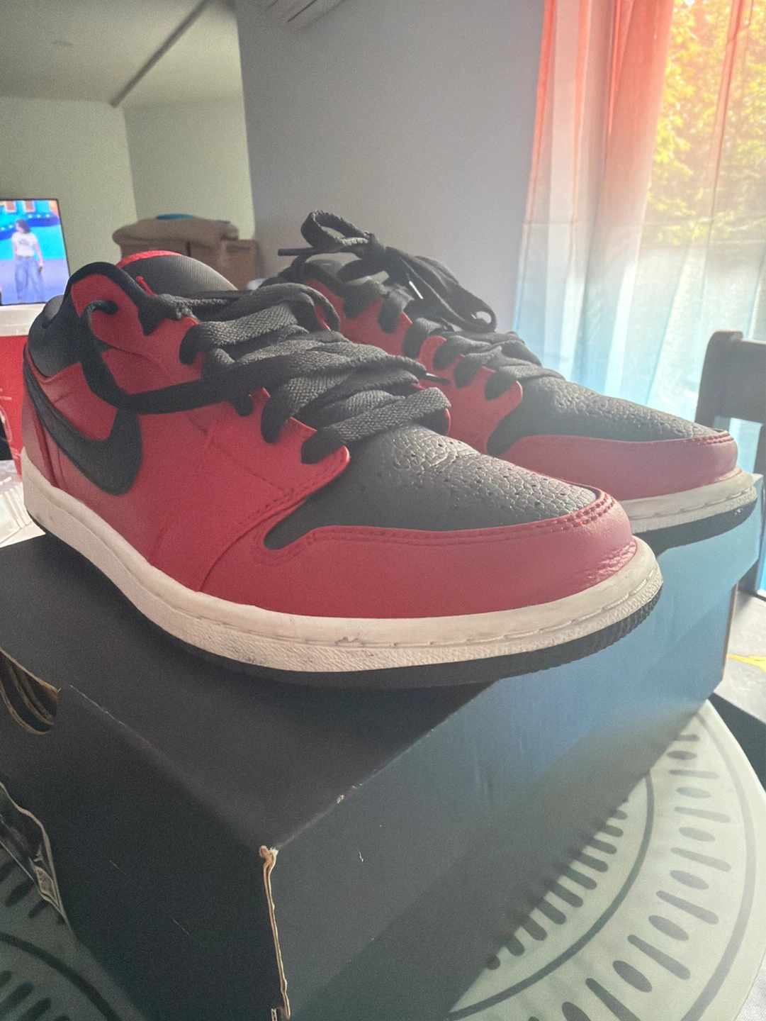 Air Jordan 1 Low Black/Gym Red-White Shoes Men's Size 8 - photo 2