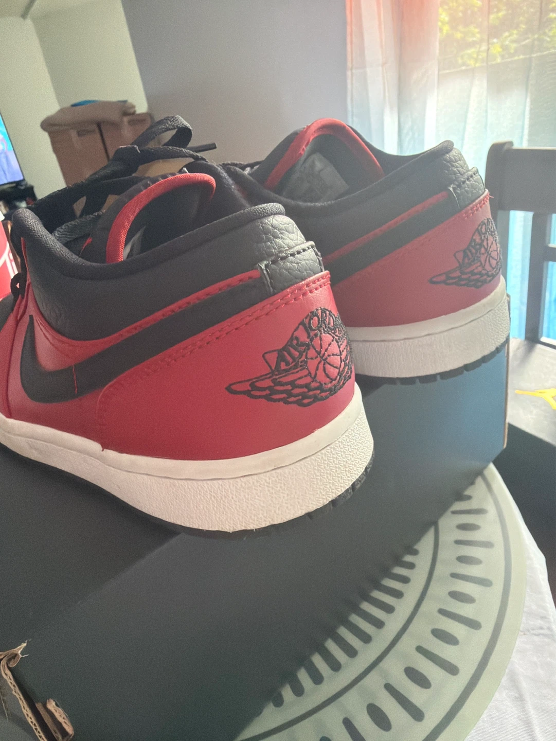 Air Jordan 1 Low Black/Gym Red-White Shoes Men's Size 8 - photo 5