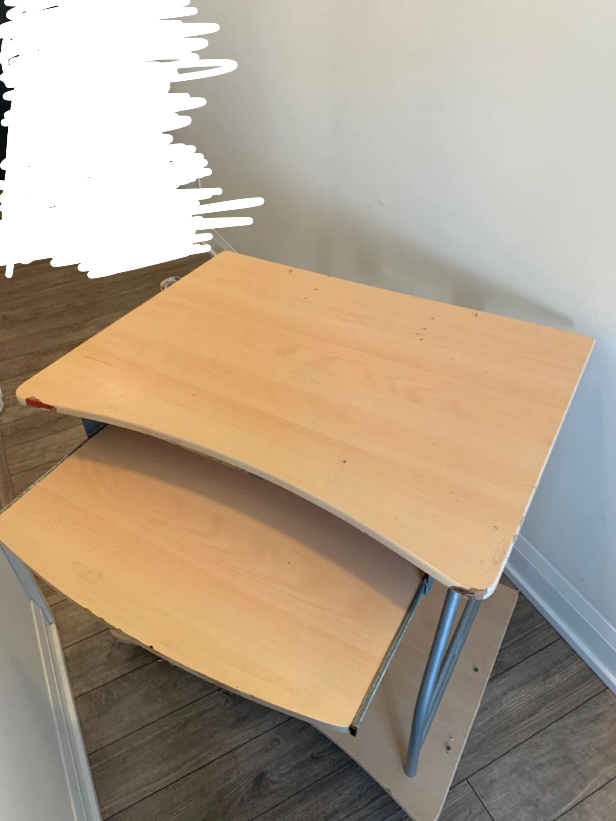 Light Wood Computer Desk with Keyboard Tray - photo 2