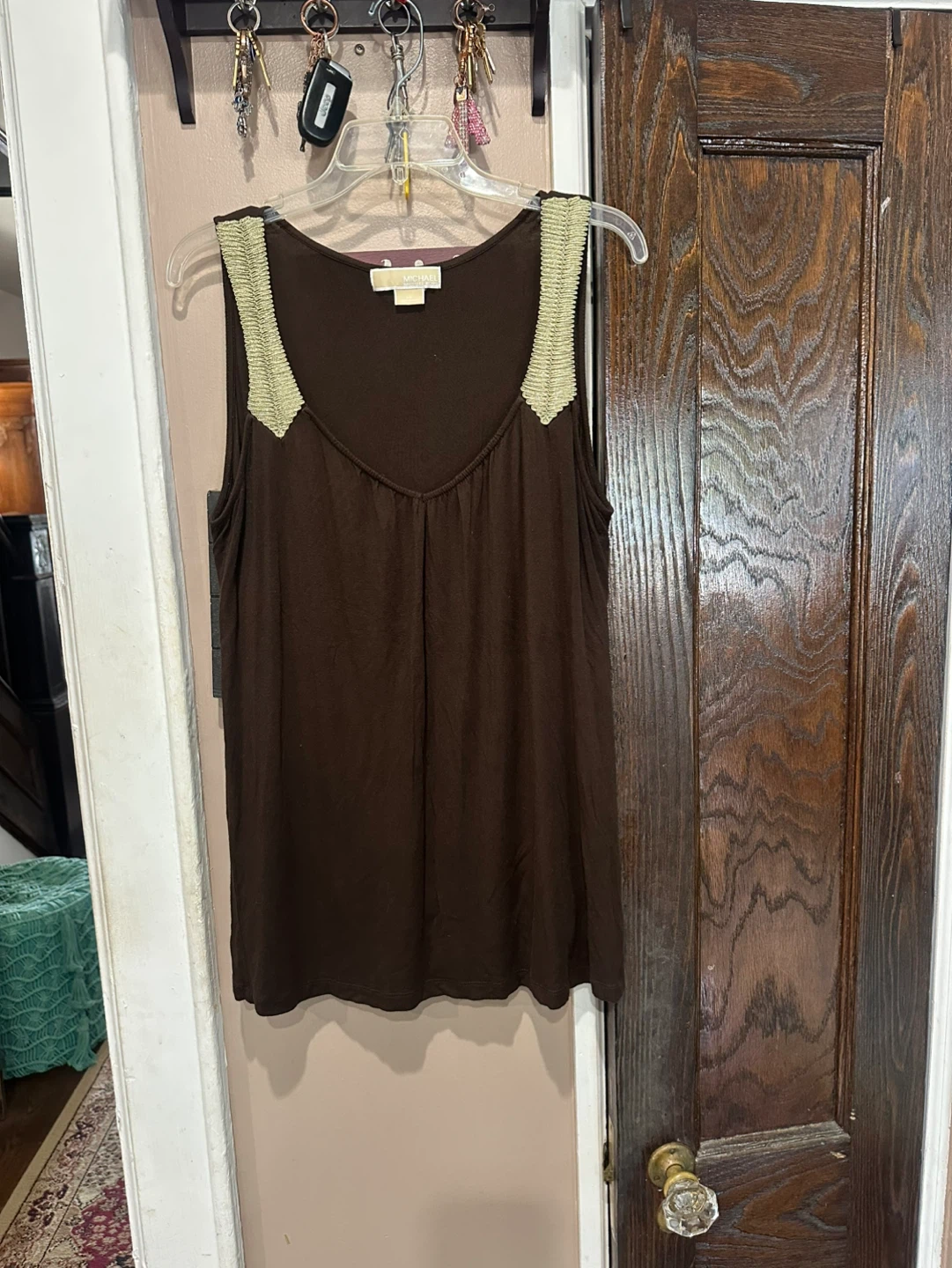Michael Kors Brown Embellished Tank Top - Size L/G