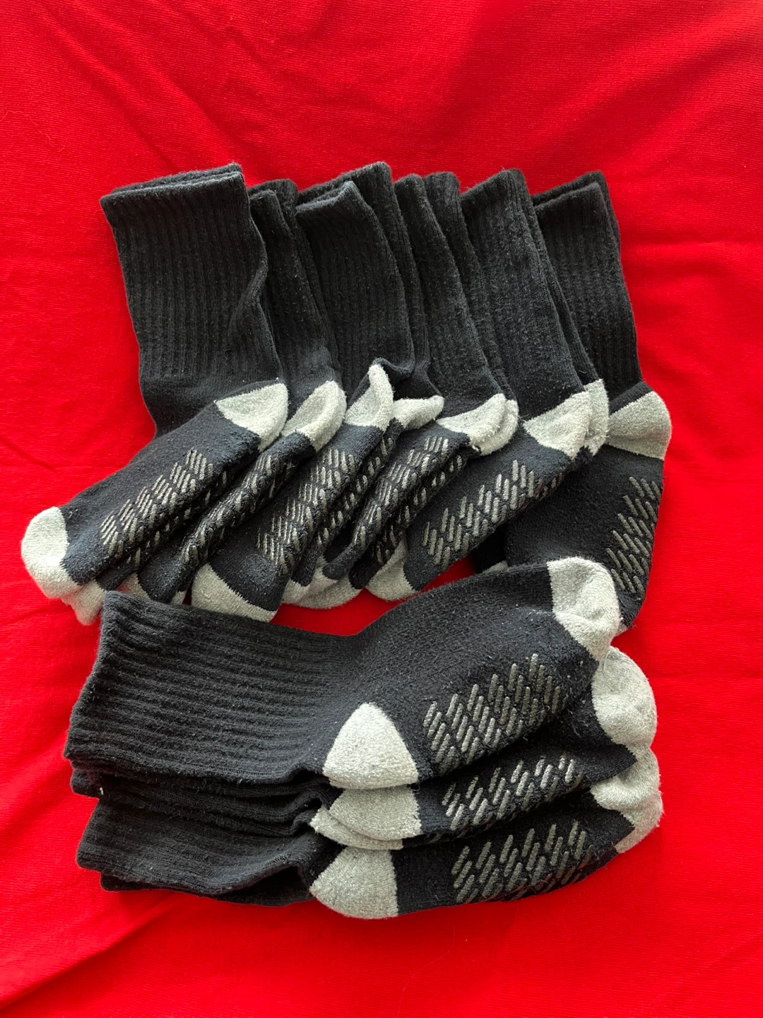 Black Crew Socks with Grips (9 pairs)