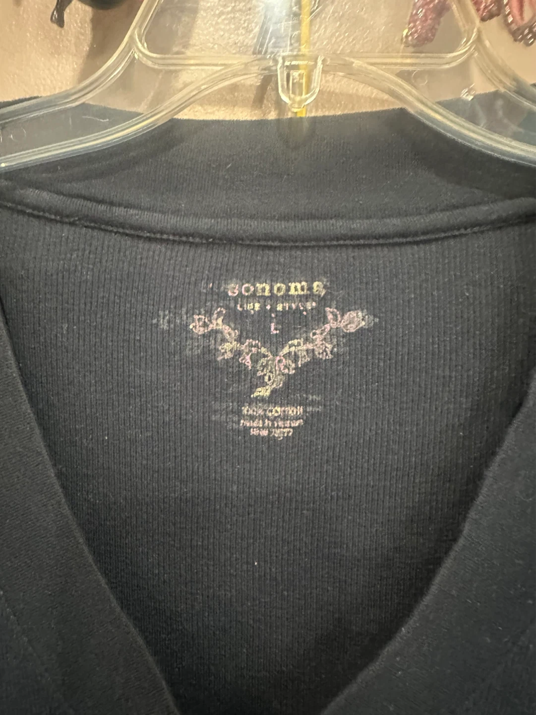 Sonoma Life + Style Black Ribbed V-Neck T-Shirt - photo 3