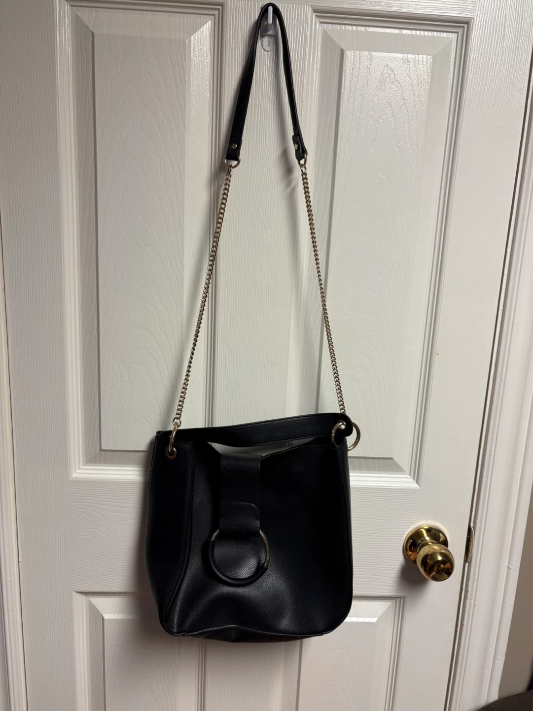 Black Faux Leather Shoulder Bag - photo 3