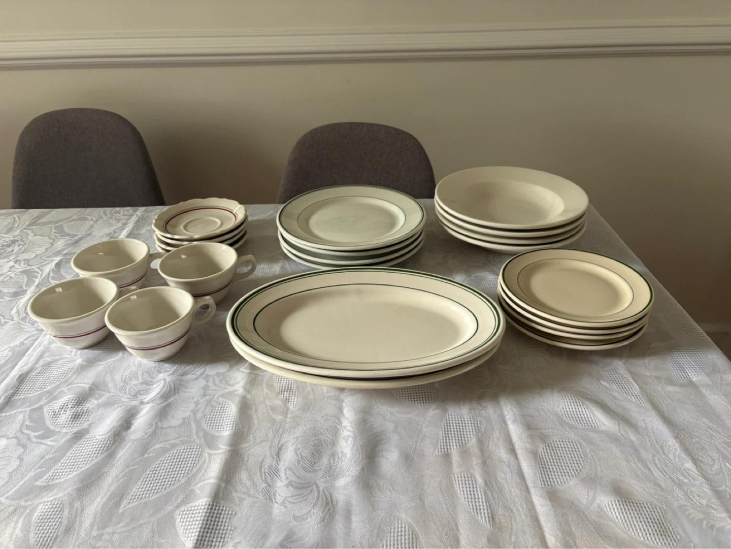 Porcelain Dinnerware Set - Cups, Saucers, Plates, and Platters - photo 5