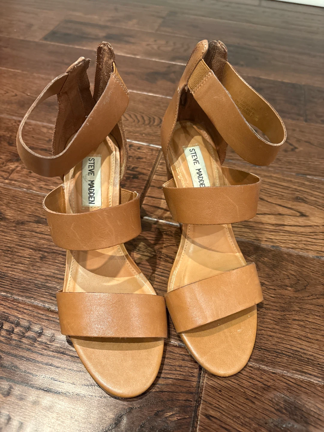 Steve Madden Women's Tan Leather Wedge Sandals