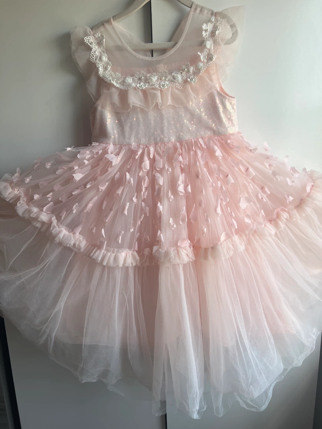 Pink Tulle Dress with Flower Appliques - photo 2