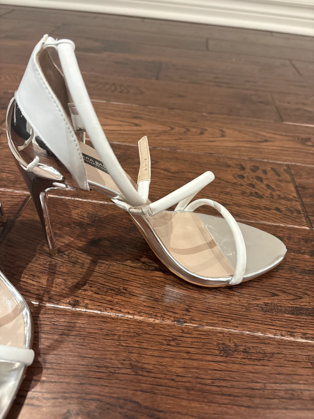 ZARA BASIC White & Silver Strappy Heels - photo 2