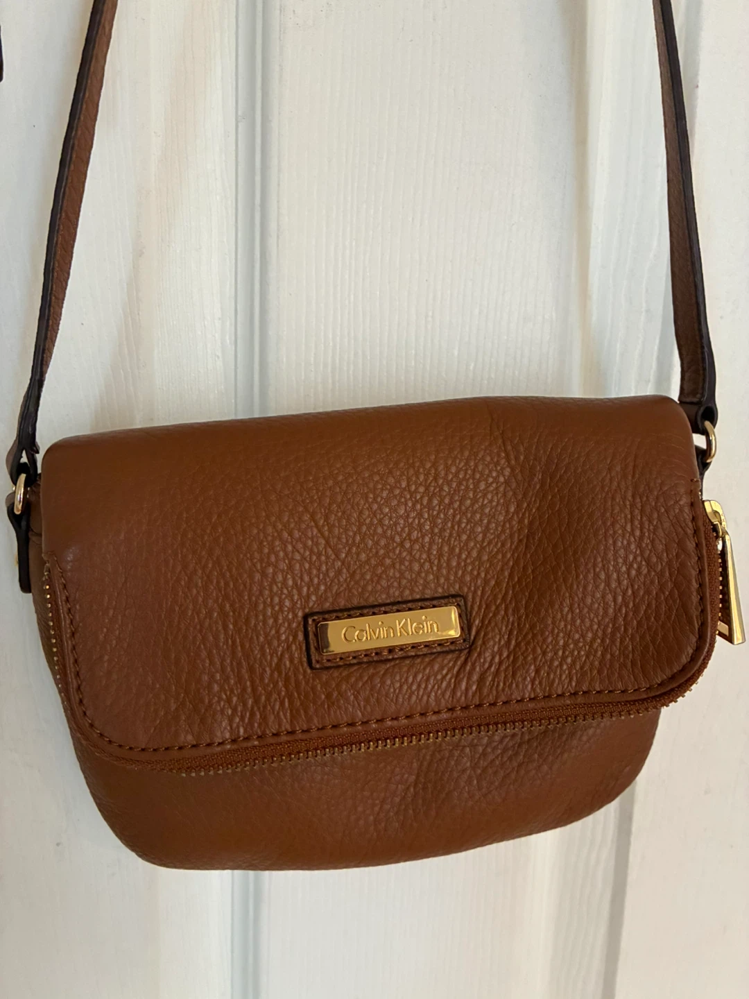 Calvin Klein Brown Leather Crossbody Bag