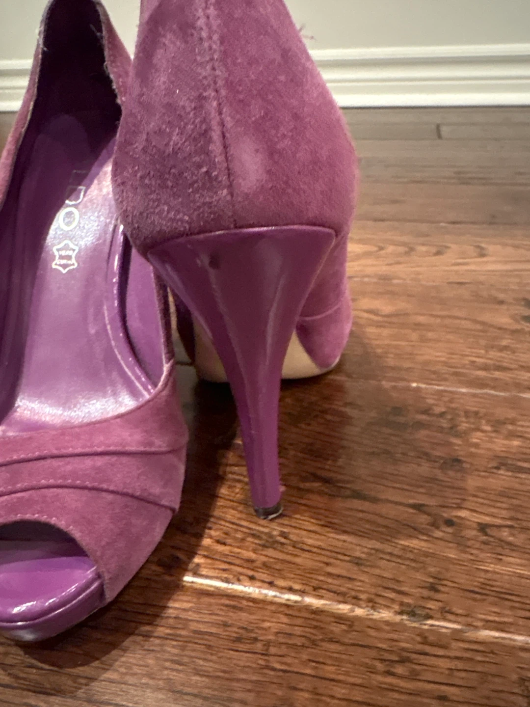 ALDO Purple Suede Peep-Toe Heels - photo 3