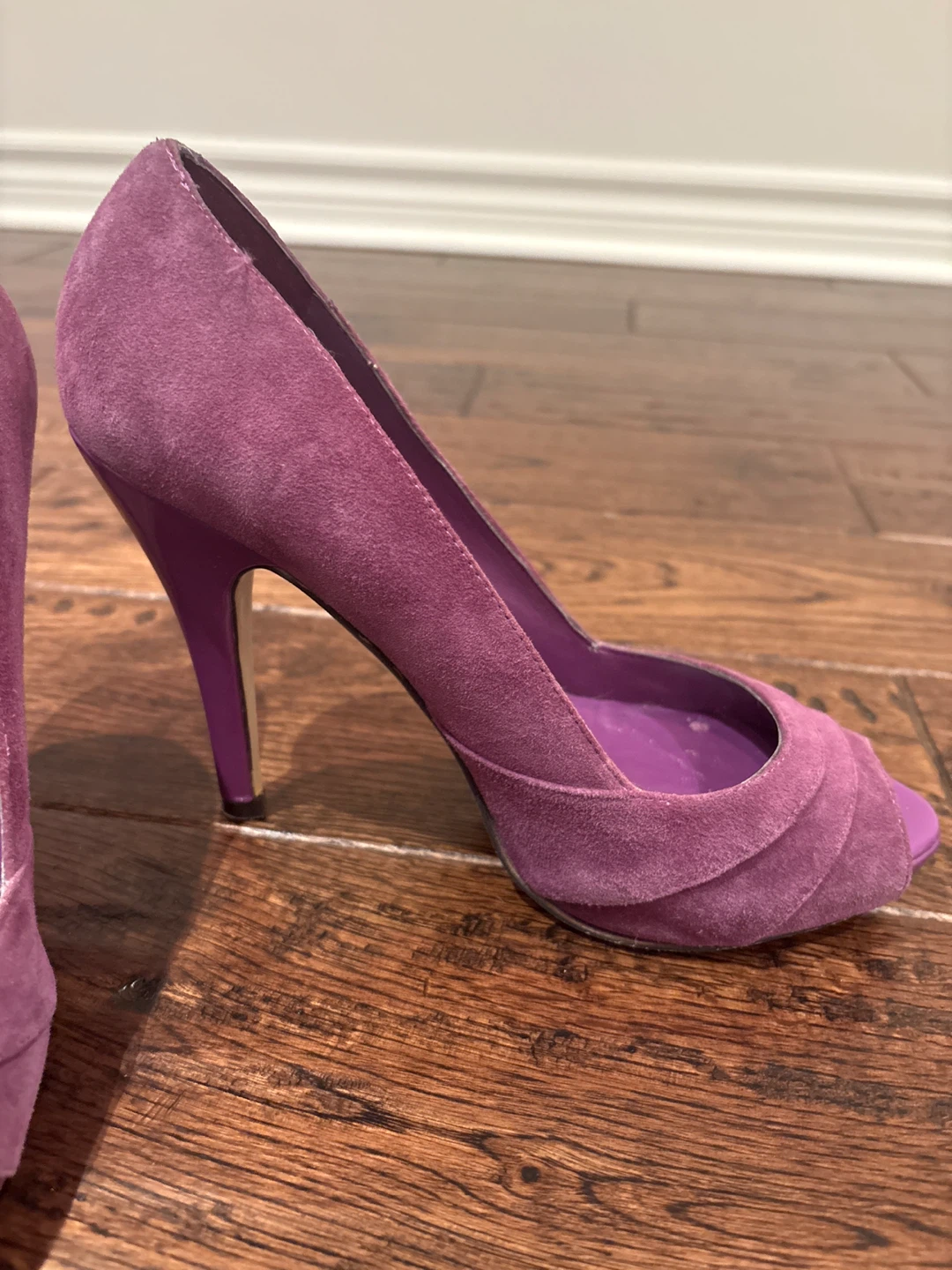 ALDO Purple Suede Peep-Toe Heels - photo 2