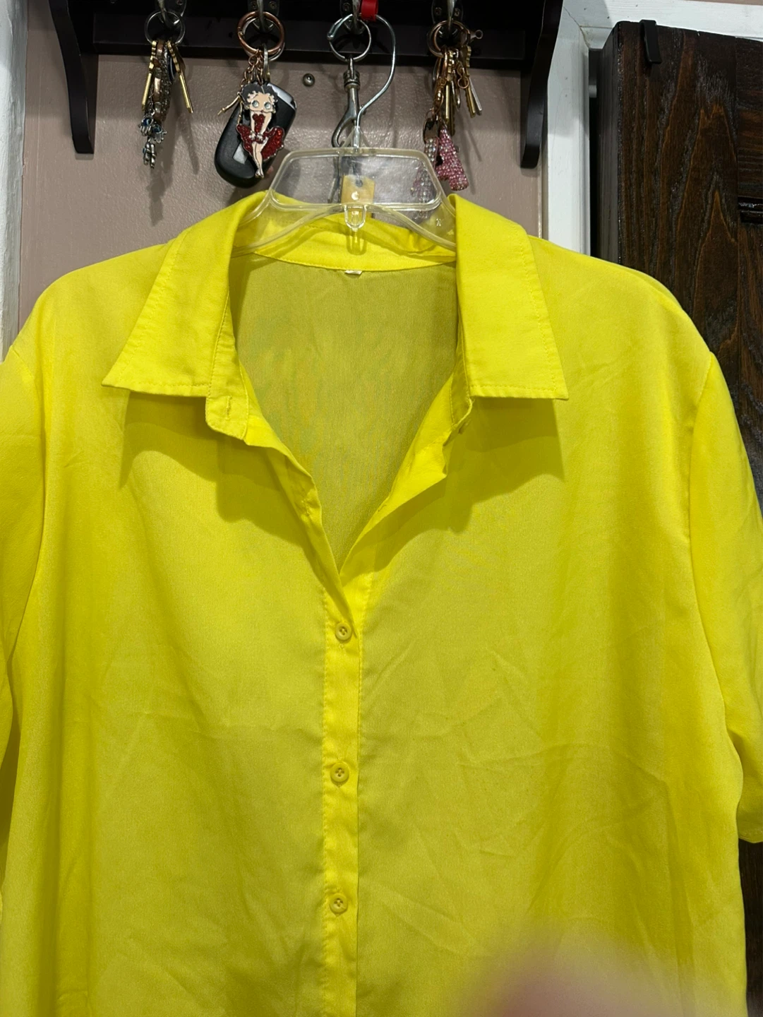 Yellow Short Sleeve Button-Up Shirt - photo 2