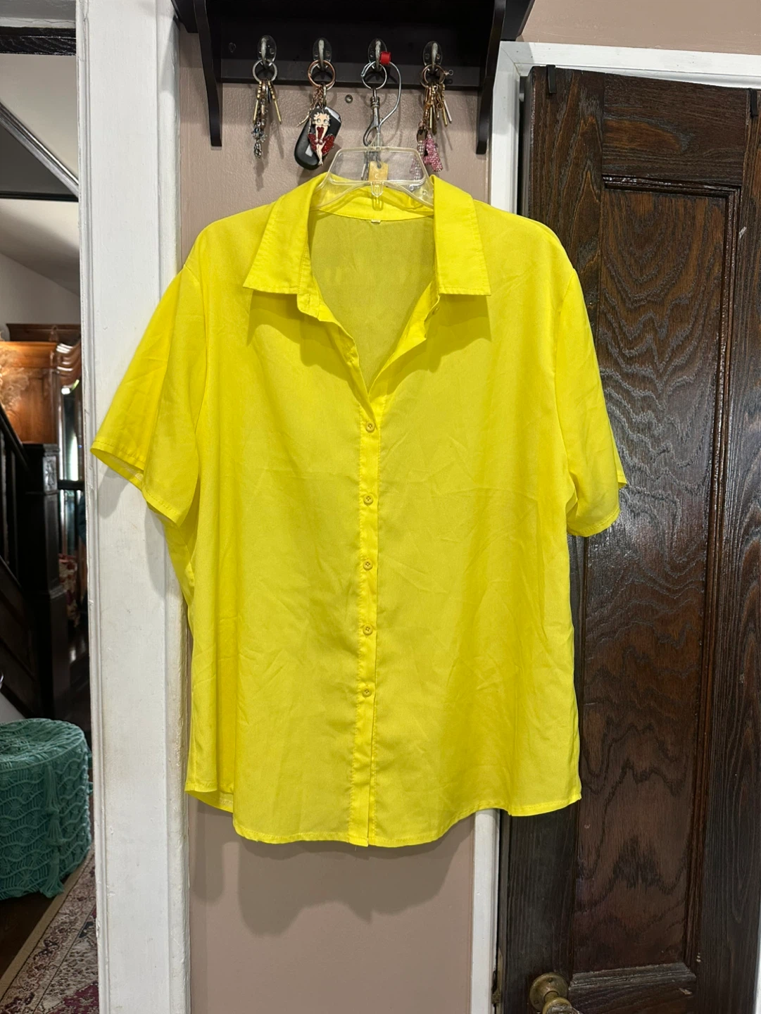 Yellow Short Sleeve Button-Up Shirt