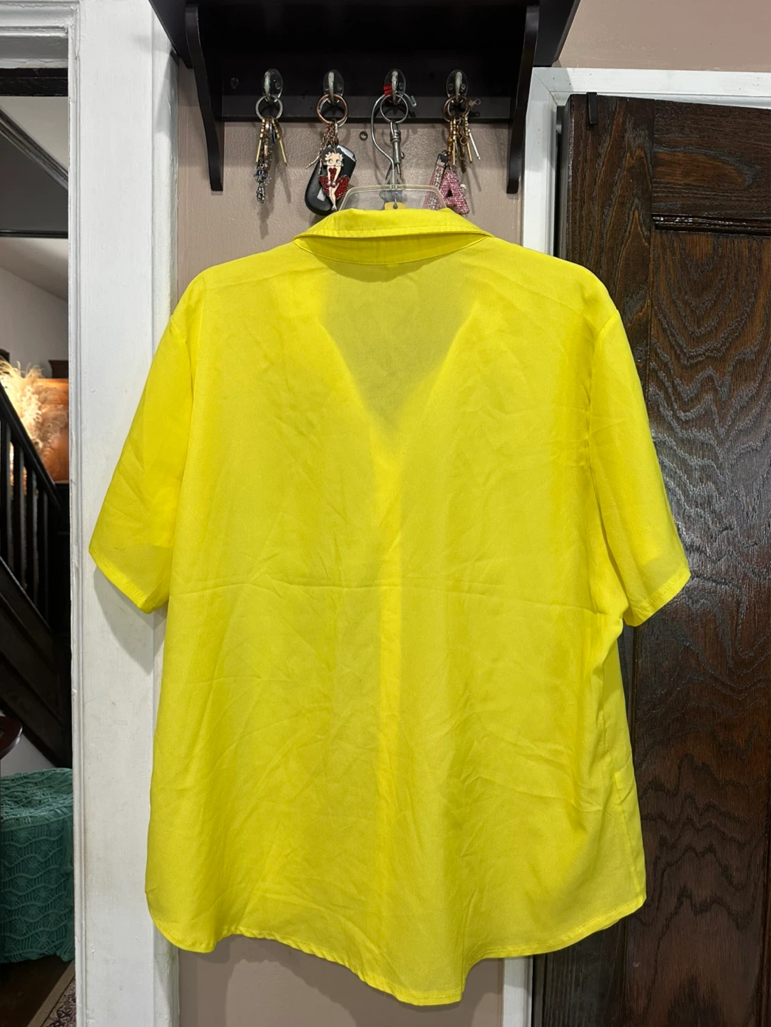 Yellow Short Sleeve Button-Up Shirt - photo 3