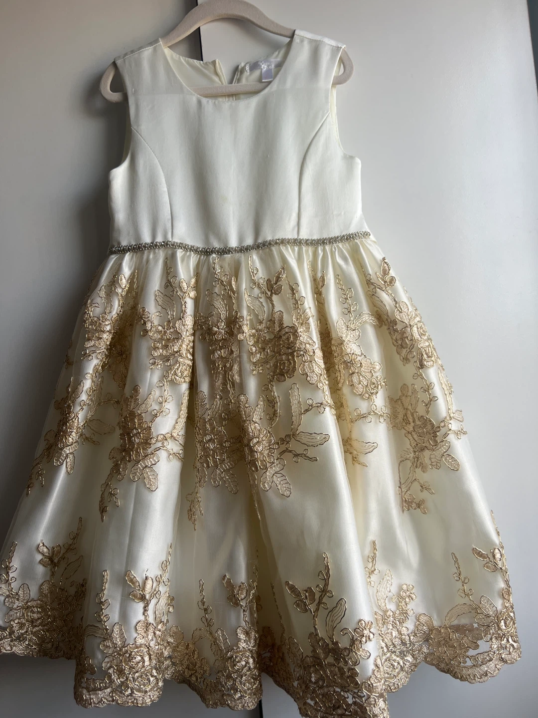 White & Gold Lace Dress