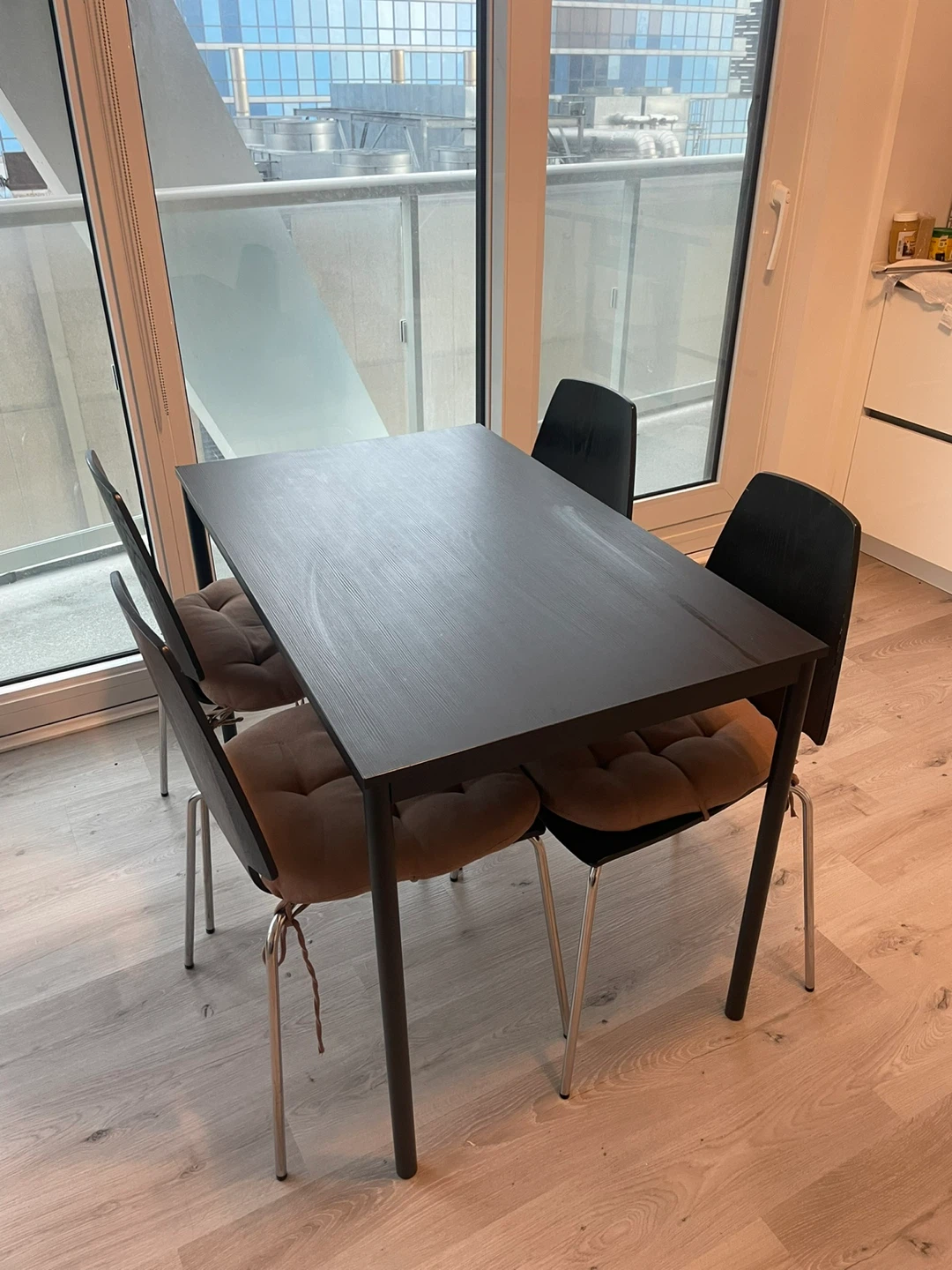 Dark Wood Dining Table with 4 Chairs
