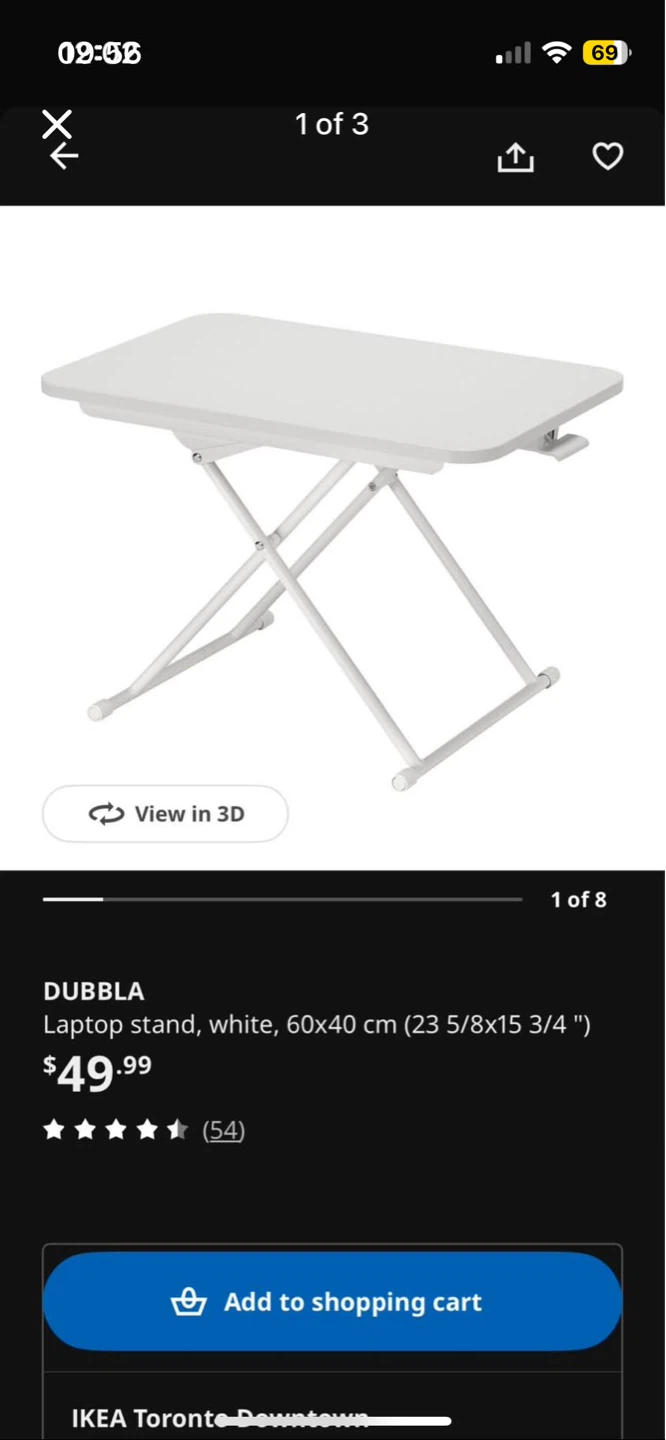 IKEA DUBBLA Laptop Stand - White, 60x40 cm