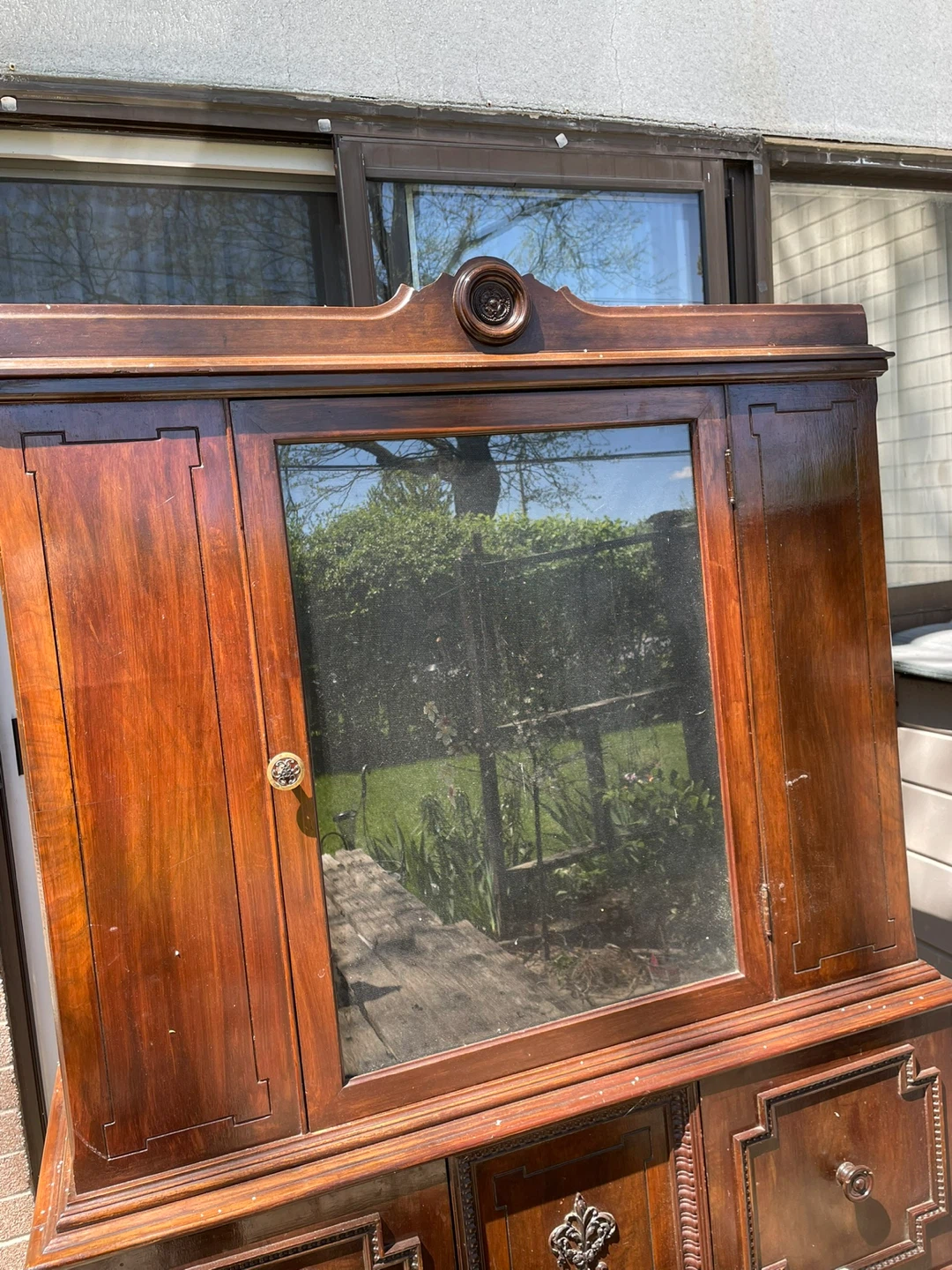 Antique Wooden Display Cabinet with Glass Doors - photo 2