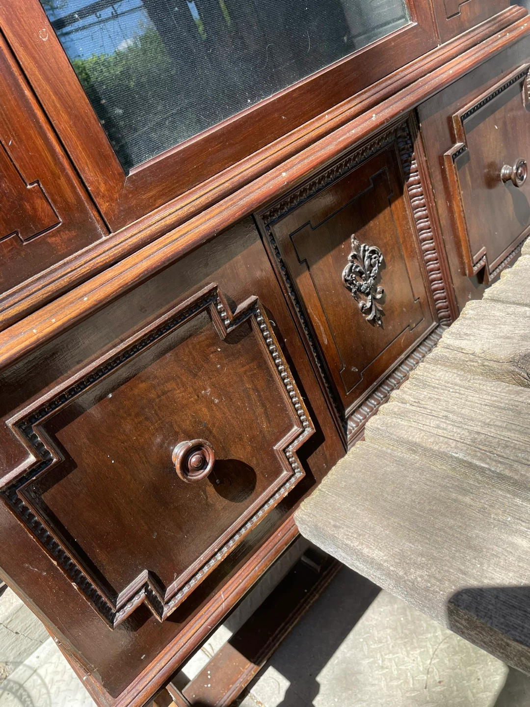 Antique Wooden Display Cabinet with Glass Doors - photo 4