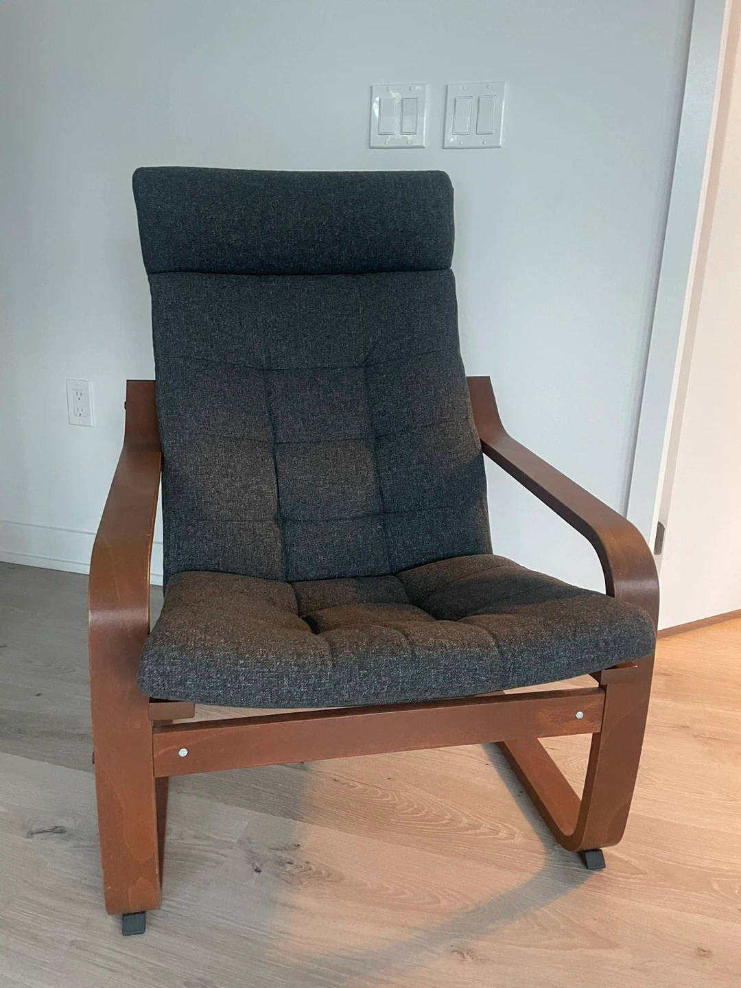 Dark Grey Poang Armchair with Wooden Frame