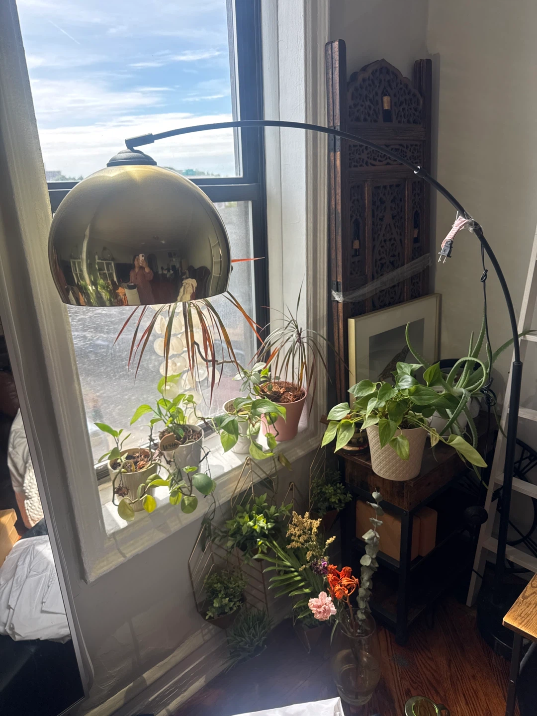 Arc Floor Lamp with Gold Dome Shade