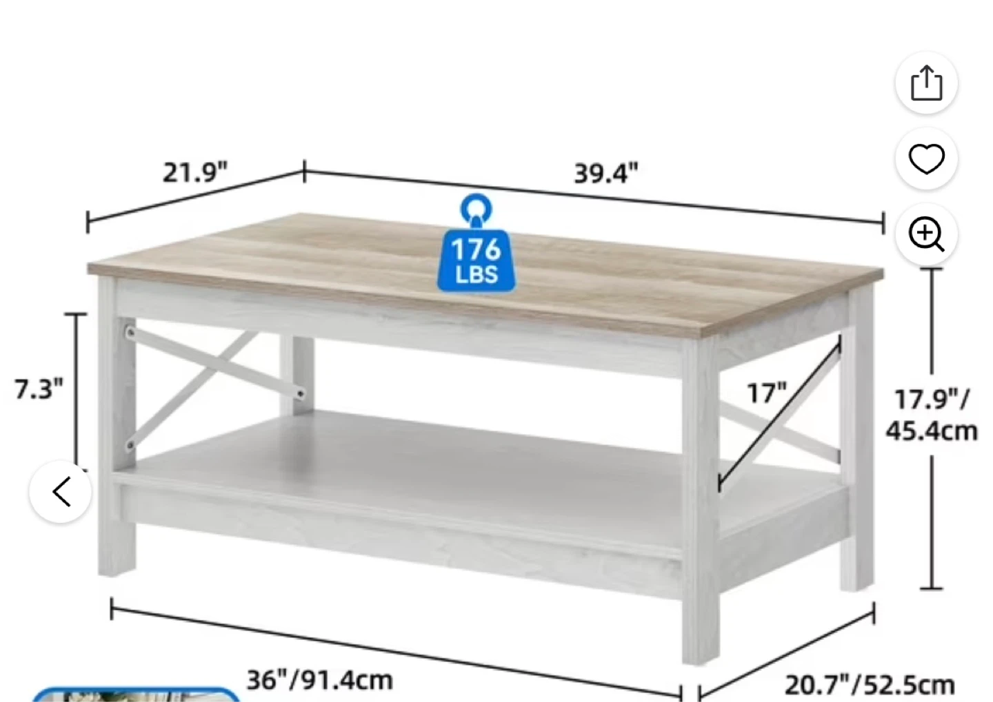 Farmhouse Coffee Table with Storage Shelf - photo 2