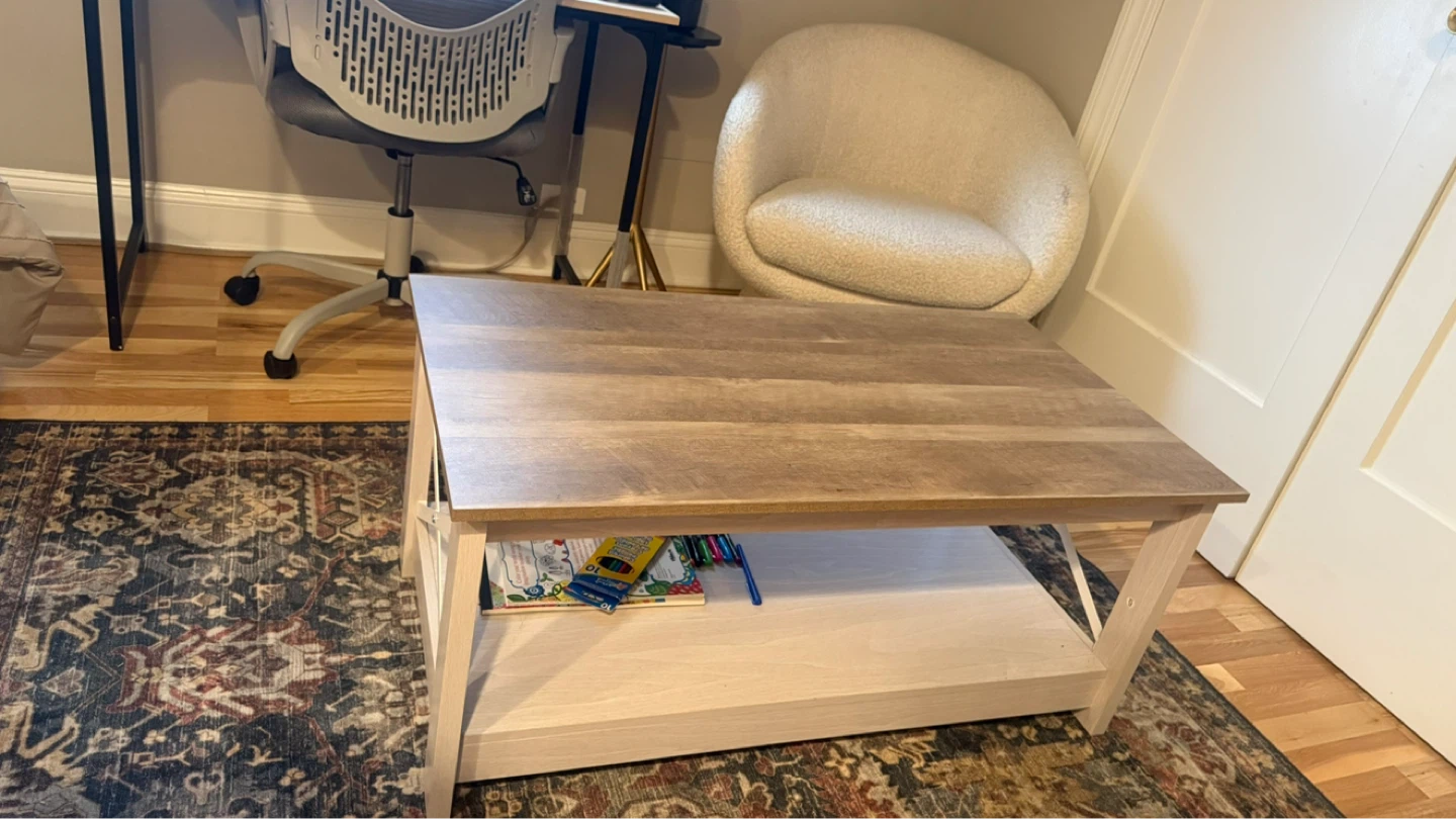 Farmhouse Coffee Table with Storage Shelf - photo 3