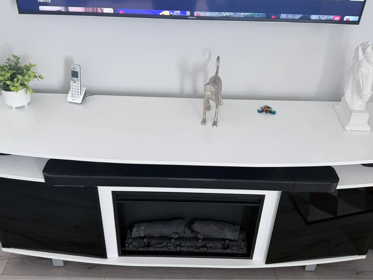 72” White and Black TV Stand with Electric Fireplace - photo 5