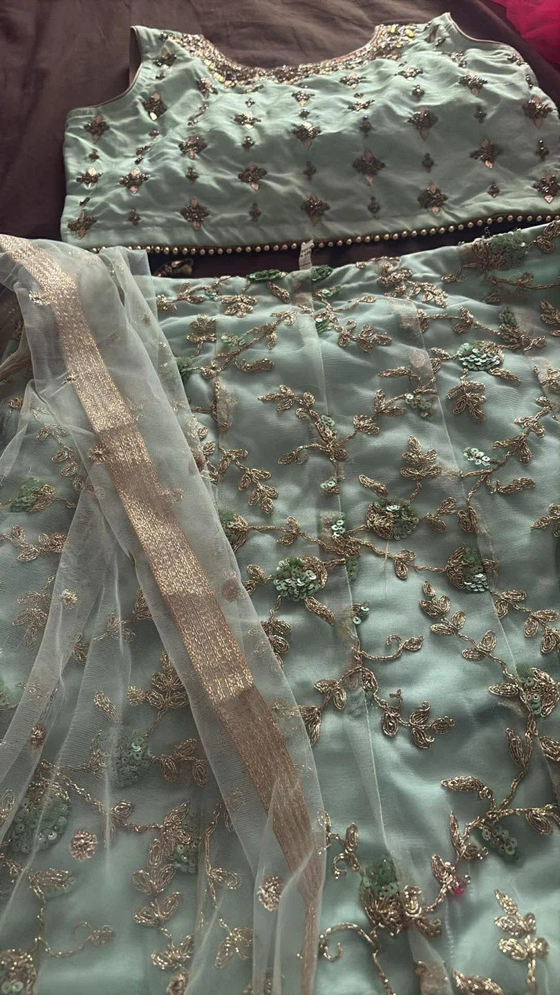 Mint Green Embroidered Lehenga Set Size 36 - photo 2