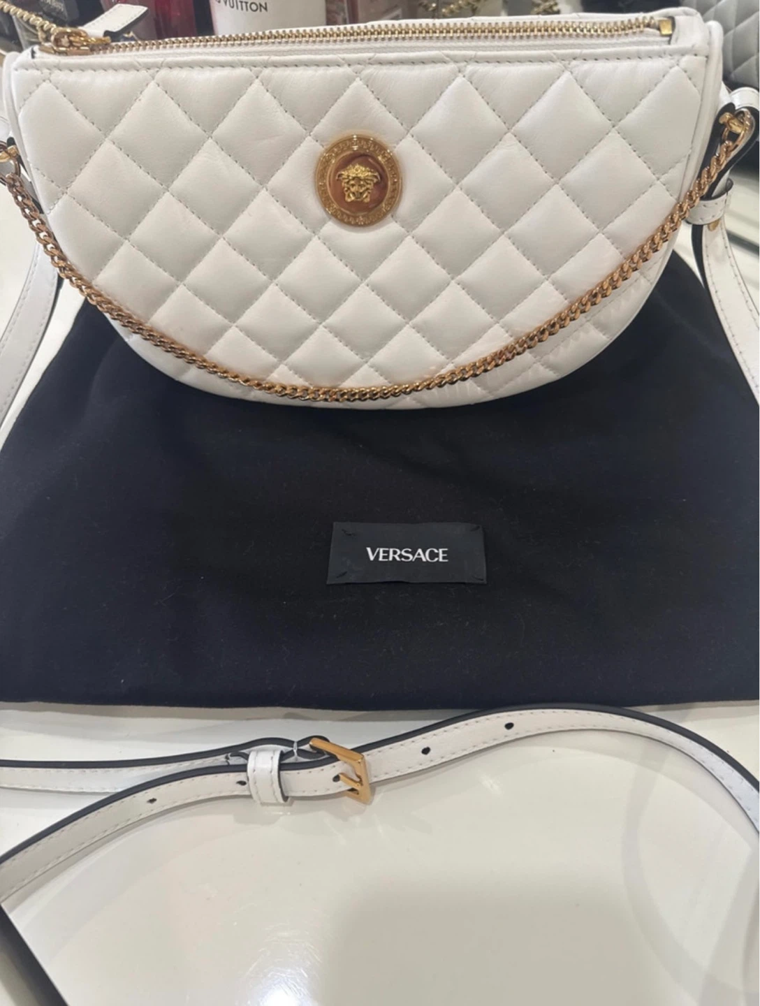 Versace White Quilted Leather Medusa Camera Bag - photo 2
