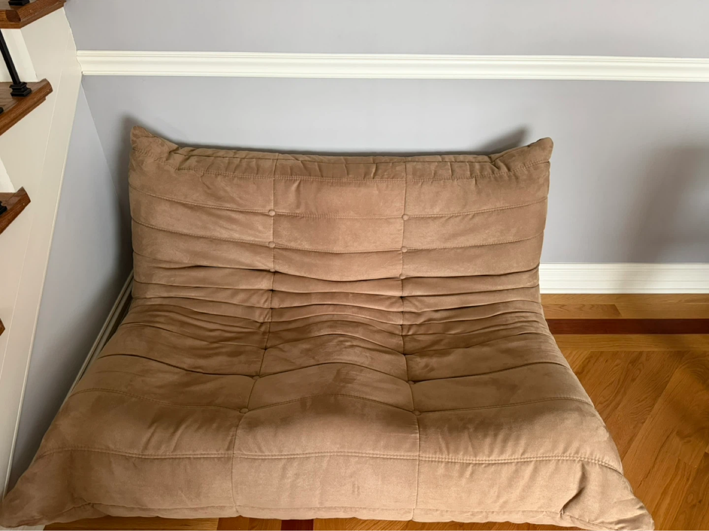Camel Suede Tufted Lounge Chair