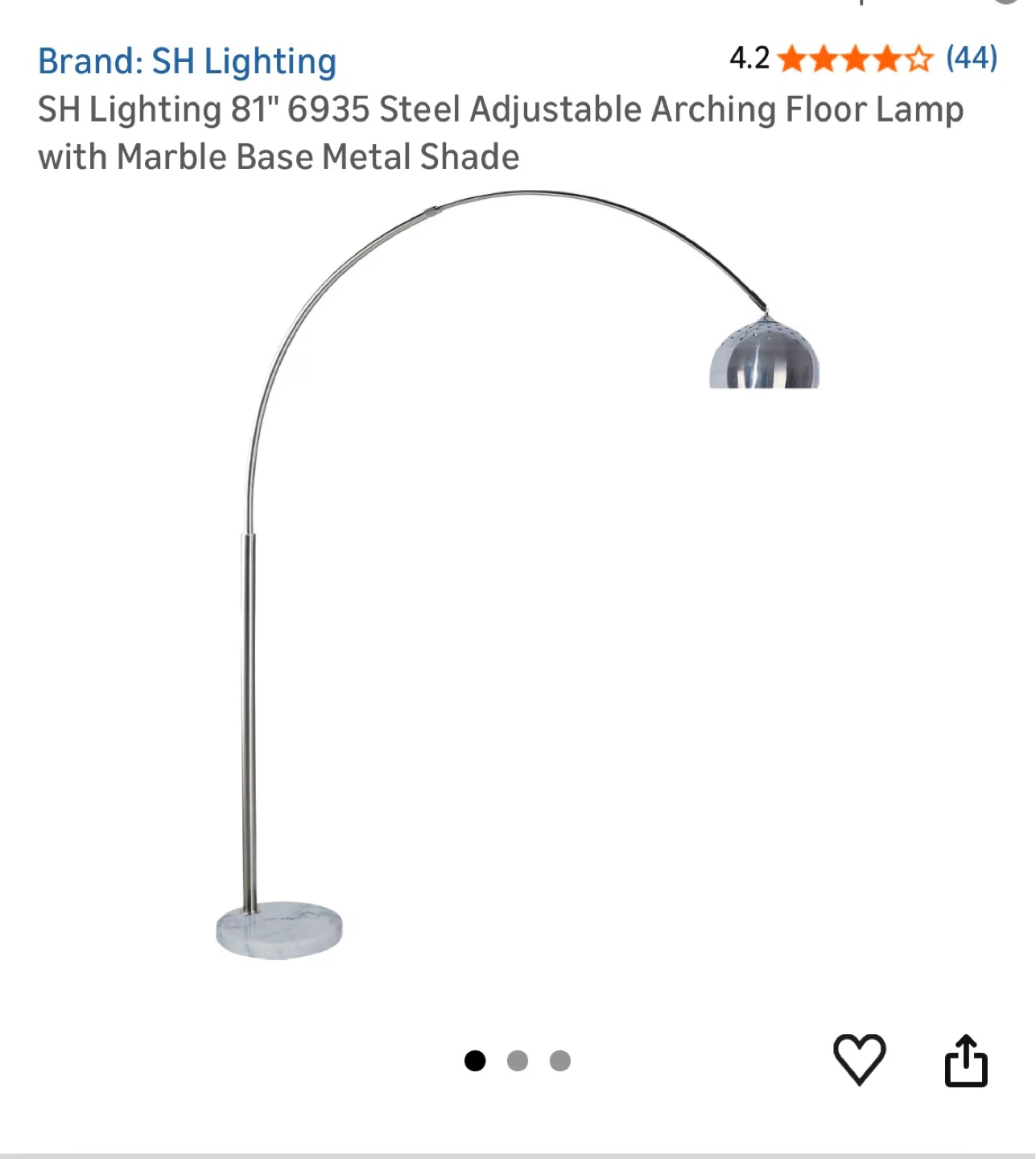 SH Lighting 81" Adjustable Arching Floor Lamp - Silve