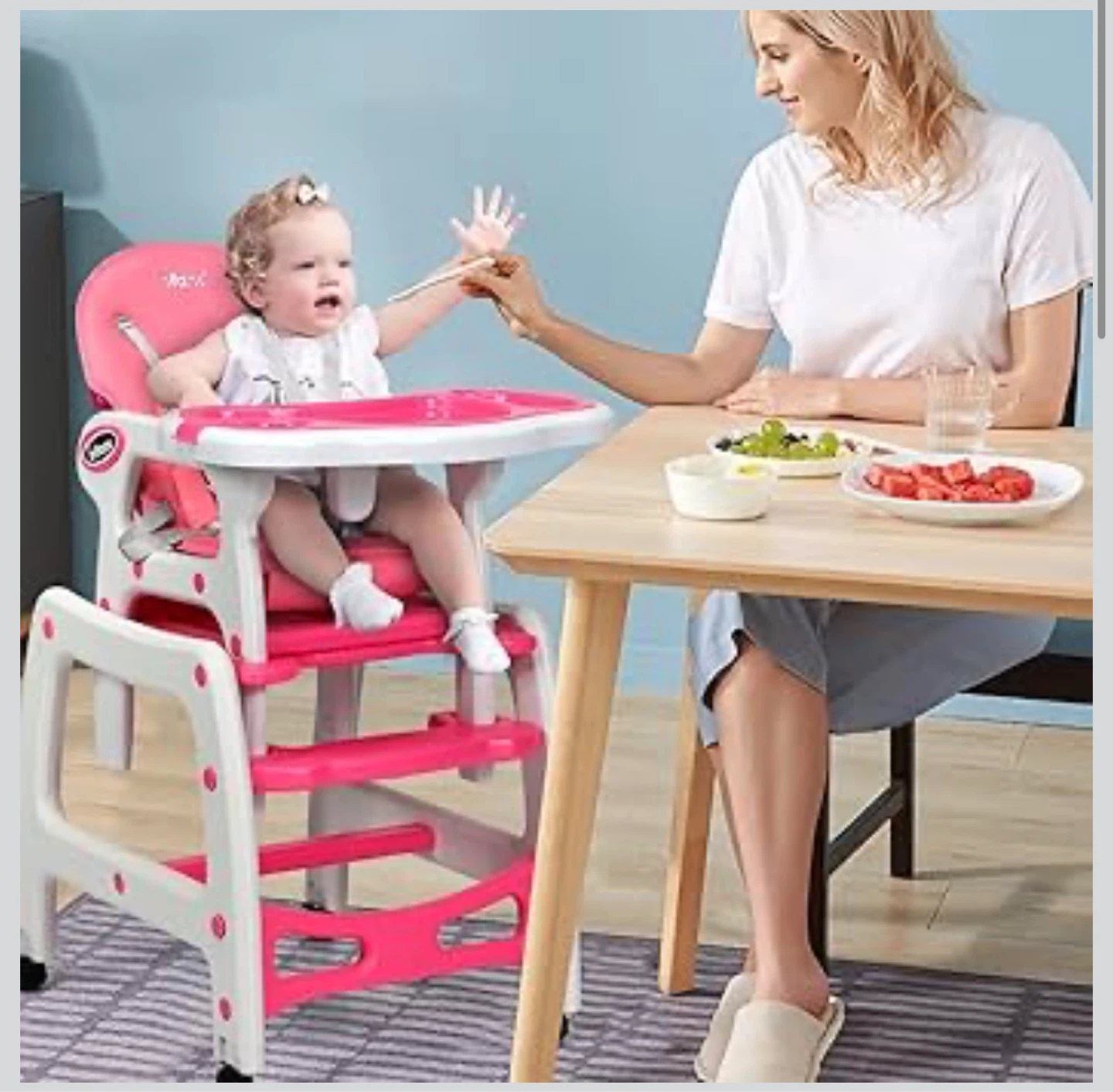 5in1 Baby High Chair Convertible  Table Chair Set Pink TP1 - photo 2