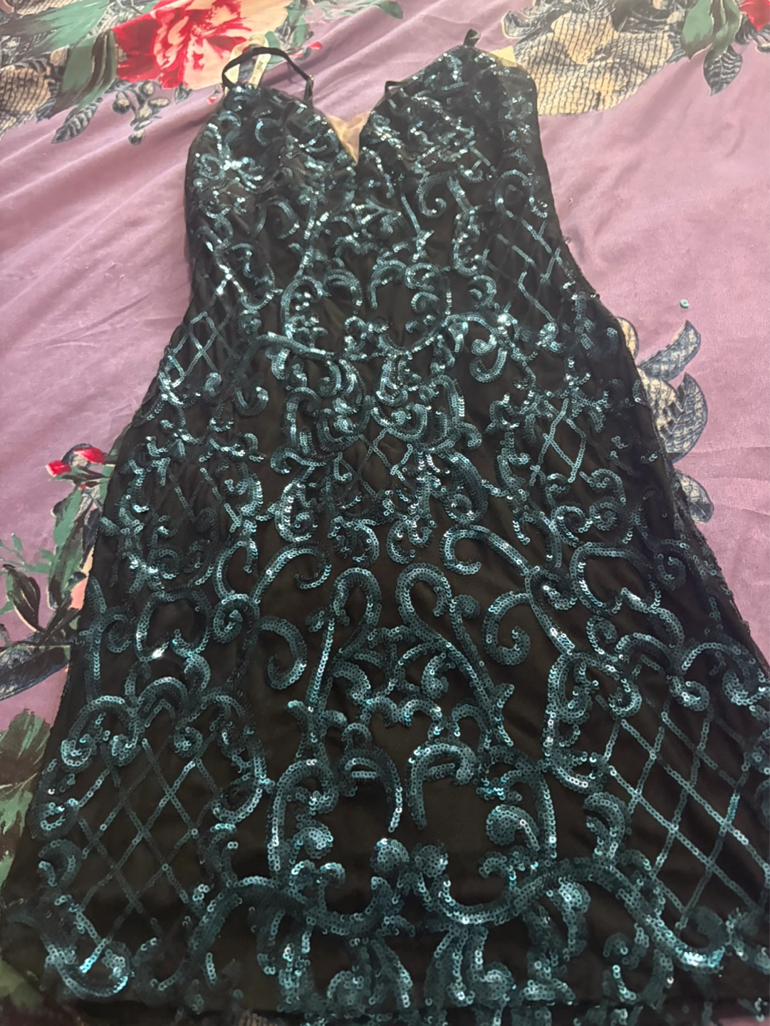 Jules & Cleo Sequined Dress Size 2 Peacock