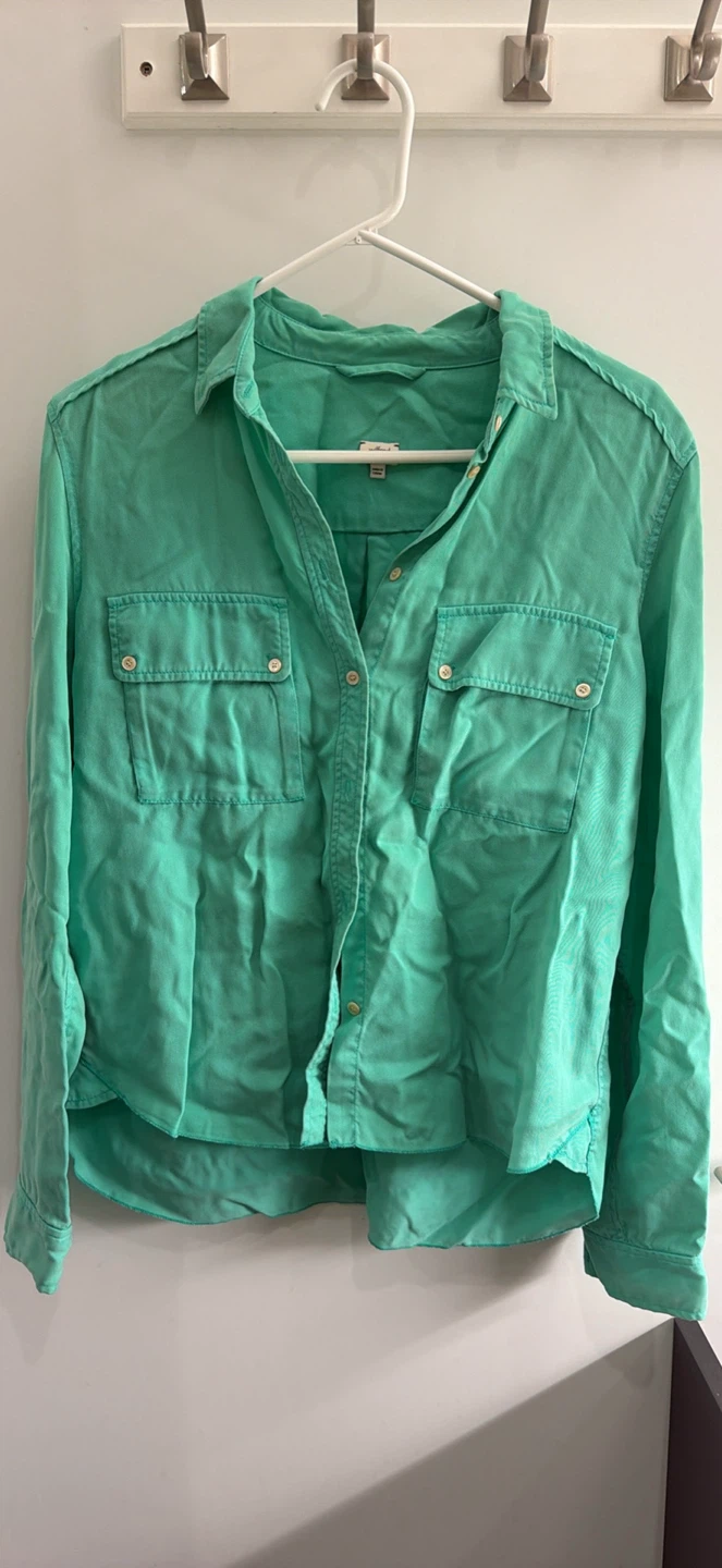 Aritzia Green Button-Up Shirt