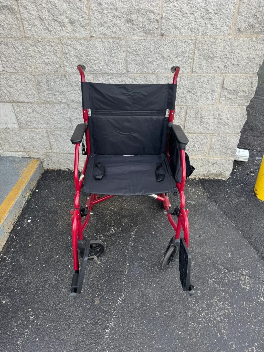 Red Lightweight Transport Wheelchair