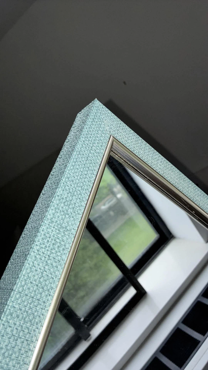 Mirror with Blue Grasscloth-Look Frame - photo 3