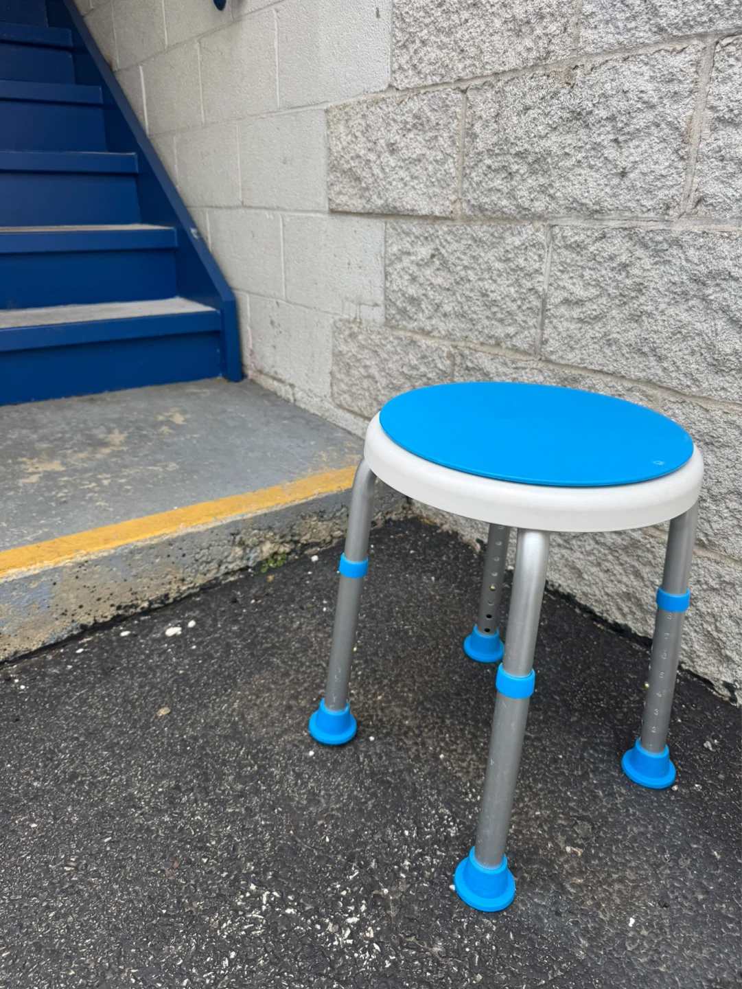 Adjustable Height Shower Stool with Blue Seat