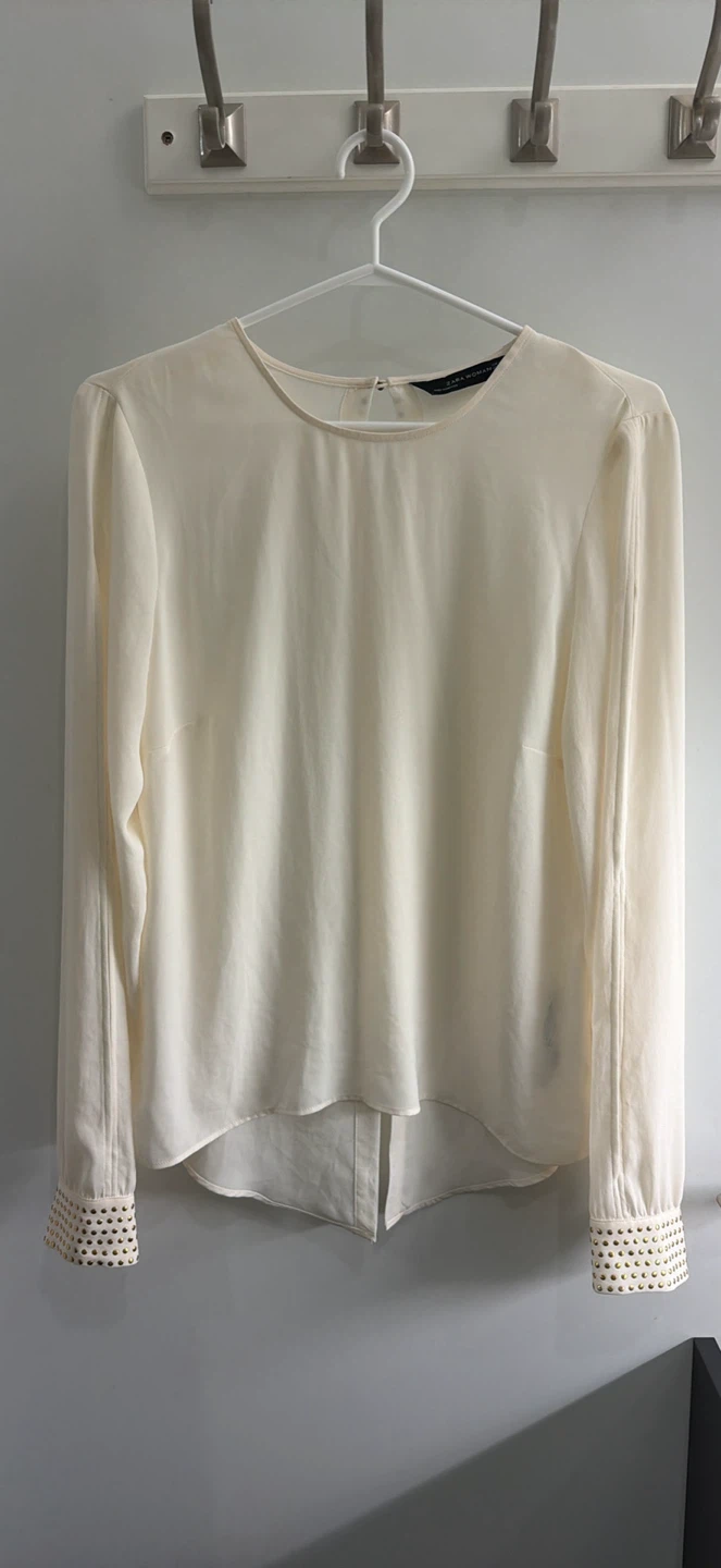 Zara Cream blouse with gold stud detail
