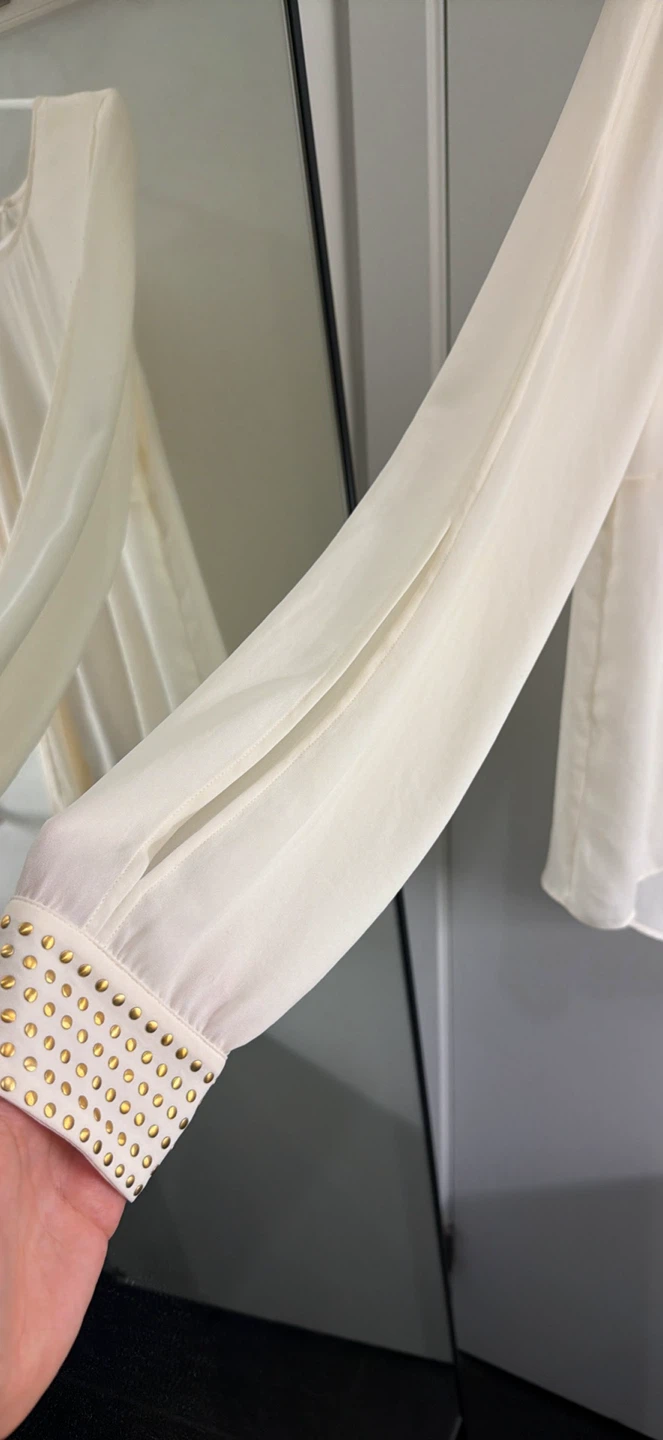 Zara Cream blouse with gold stud detail - photo 2