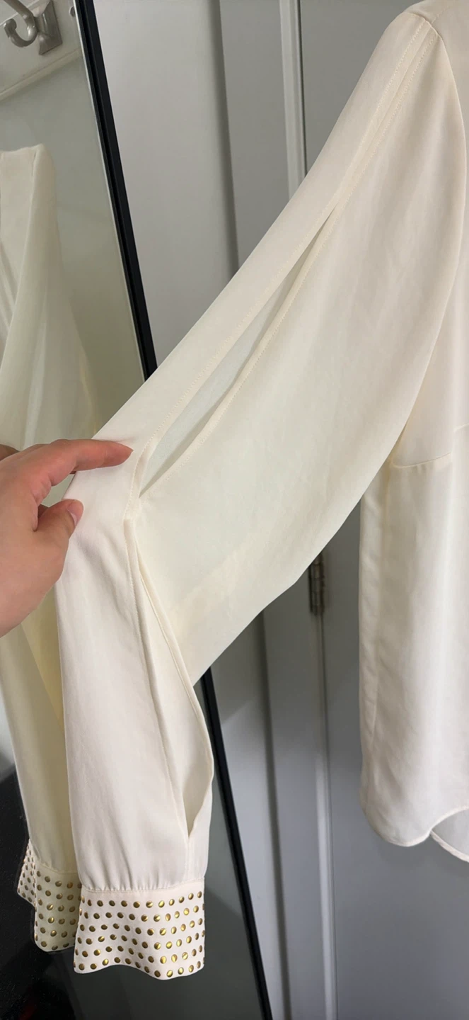 Zara Cream blouse with gold stud detail - photo 3