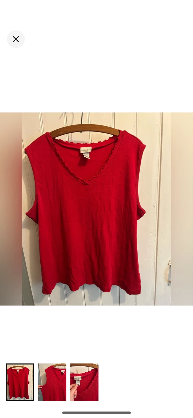 Fashion Bug Women's Red Sleeveless V-Neck Top