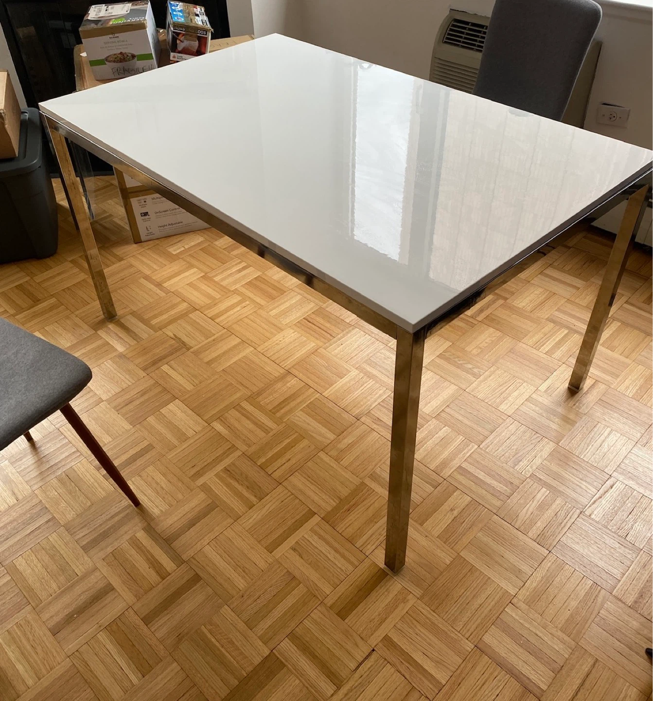White Dining Table with Chrome Legs