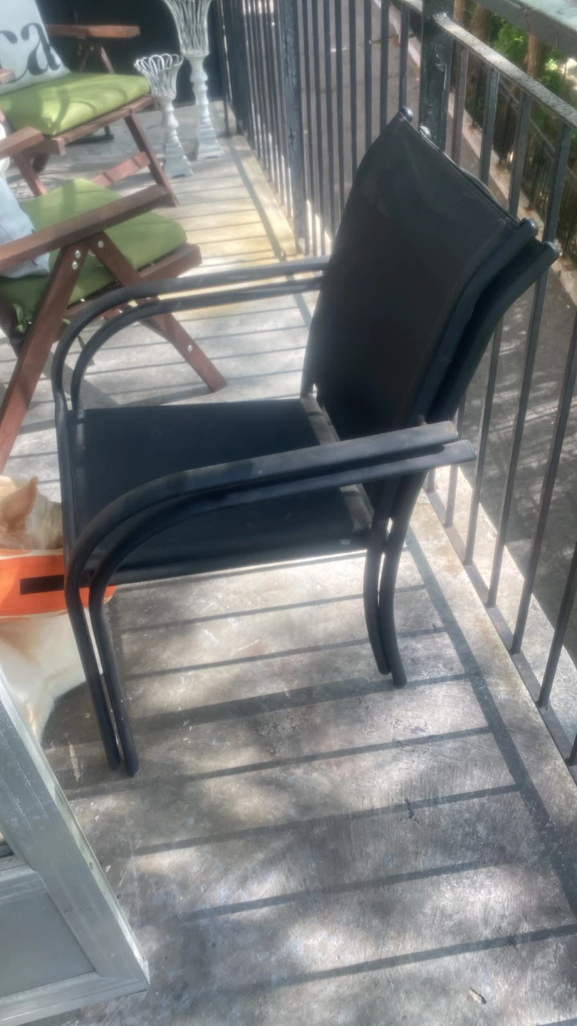 Black metal patio chairs & table