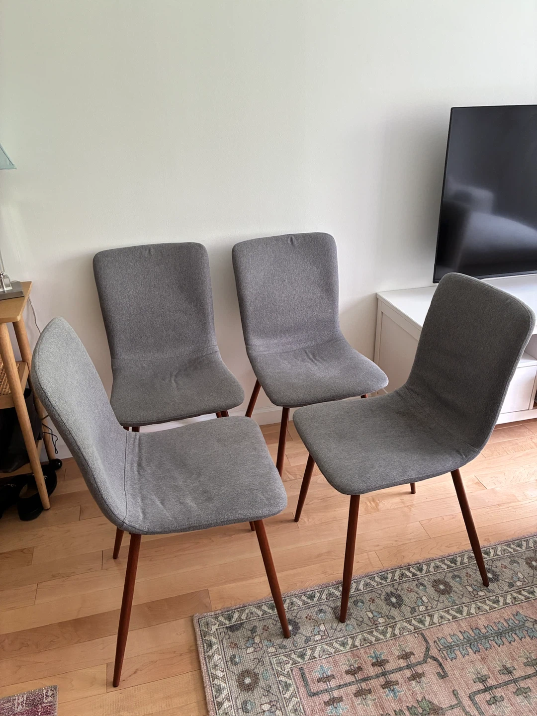 Set of 4 Gray Upholstered Dining Chairs