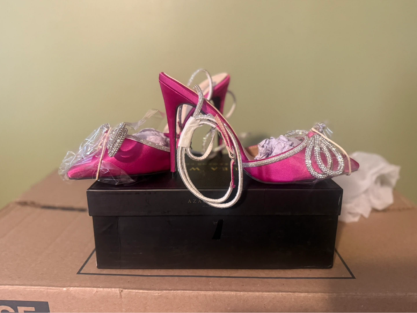 Azalea Wang Magenta Embellished Stiletto Heels - photo 4
