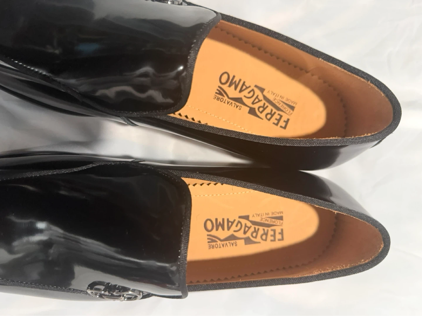 Salvatore Ferragamo Black Patent Leather Loafers Size 44 - photo 4